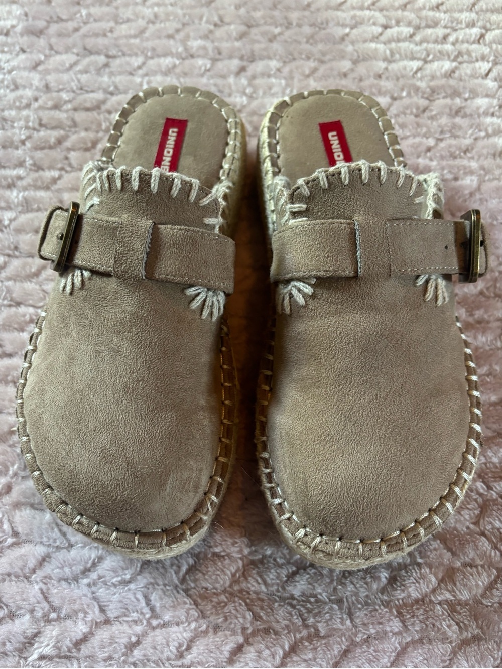 Unionbay Tan Buckle Platform Mule Clogs Espadrille Slides Size 6